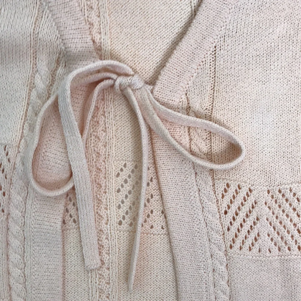 St. John Collection by Marie Gray Open Knit Cardigan Peach - Picture 5 of 6